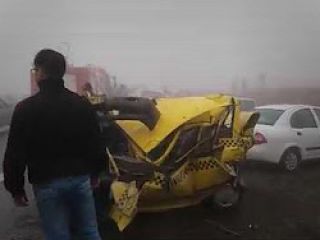 ویدیویی از تصادف زنجیره ای در اتوبان مشهد نیشابور