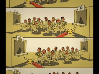 کاریکاتور «اقتصاد تحت فرمان شیادان» - کاری از احسان گنجی