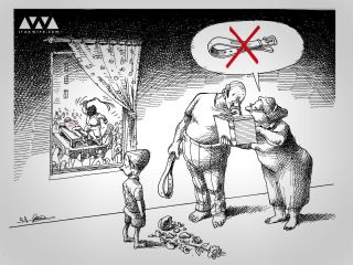 کاریکاتور «شلاق ممنوع، مگر در ملأعام! » - کاری از مانا نیستانی