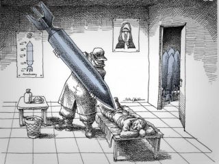 کاریکاتور «واکسن جمهوری اسلامی» - کاری از مانا نیستانی