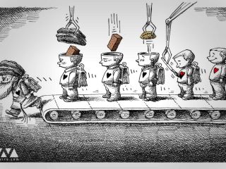 کاریکاتور «وزیر آموزش و پرورش: هر دانش‌آموز می‌تواند یک «خمینی» باشد » - کاری از مانا نیستانی