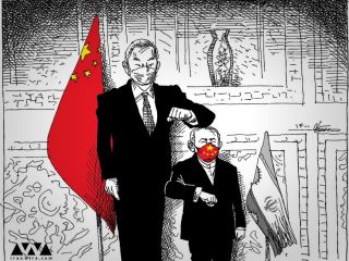 کاریکاتور « زیر سایه چین» ، کاری از مانا نیستانی