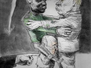 کاریکاتور «نقش ظریف در داستان قاسم سلیمانی و پوتین» - کاری از توکا نیستانی