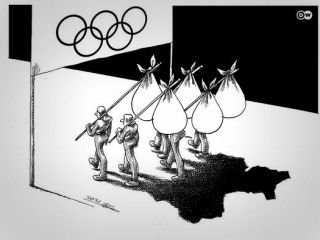 کاریکاتور «ایرانیان تیم پناهجویان در المپیک توکیو»؛ کاری از مانا نیستانی