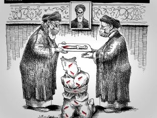 کاریکاتور «مراسم تنفیذ» - کاری از مانا نیستانی
