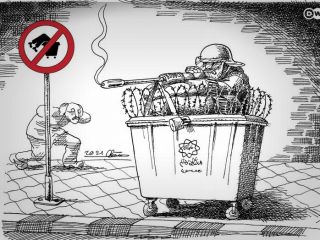 کاریکاتور « مبارزه با زباله گردی در تهران » - کاری از مانا نیستانی