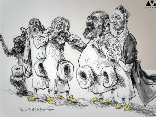 کاریکاتور«اعتراض طلبه‌های تحریک شده به هنرپیشه‌های بدحجاب»