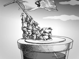 کاریکاتور« بیرق فاسد سپاه» - کاری از مانا نیستانی