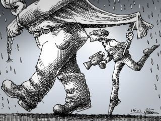 کاریکاتور« هنرمند فقط در خط حکومت» - کاری از مانا نیستانی