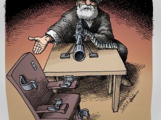 کاریکاتور «دعوت به گفتگو» - کاری از مانا نیستانی