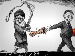 کاریکاتور « چین هم رو برگرداند» - کاری از مانا نیستانی و کاریکاتور«چوبه دار بیارید داره میرسه» از بهنام محمدی