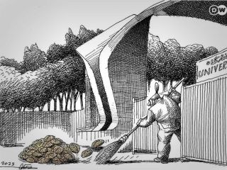 کاریکاتور «اخراج اساتید دانشگاه» - کاری از مانا نیستانی