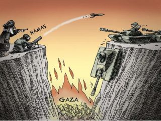 کاریکاتور «حمایت جمهوری اسلامی از حماس» - کاری از مانا نیستانی