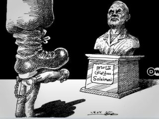 کاریکاتور « قهرمان سازی زوری برای مردم ایران» - کاری از مانا نیستانی