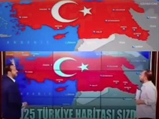 تلویزیون ترکیه بخشی از سایر کشورها را به نقشه جغرافیایی ترکیه اضافه کرد