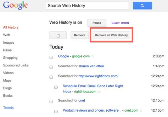 چگونه کلیه آثار جستجوهای خود در گوگل را پاک کنیم؟ 