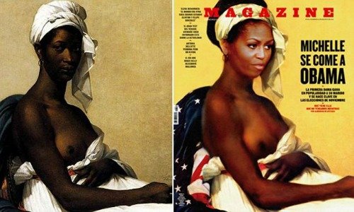 انتشار تصویر نیمه برهنه از همسر اوباما با عنوان : نوه یک برده، بانوی آمریکا