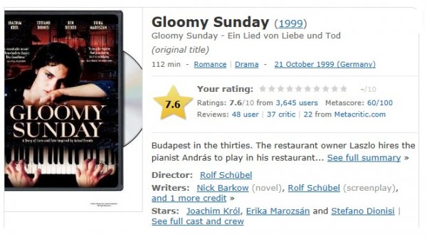 یکشنبه غمانگیز Gloomy Sunday یکشنبه غمانگیز Gloomy Sunday